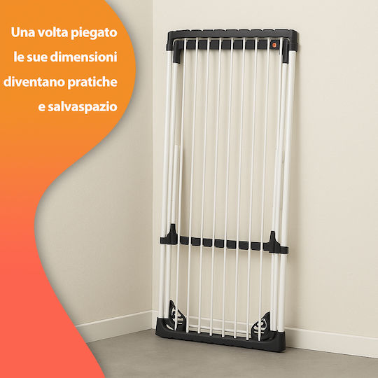 Bakaji Folding Floor Clothes Drying Rack for Garden Metallic with Wheels with Hanging Length 18m