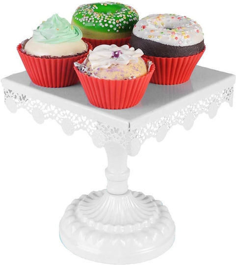 Bakaji Metal Dessert Stand 16cm Square Cake Muffin Cupcake Tray 02012848