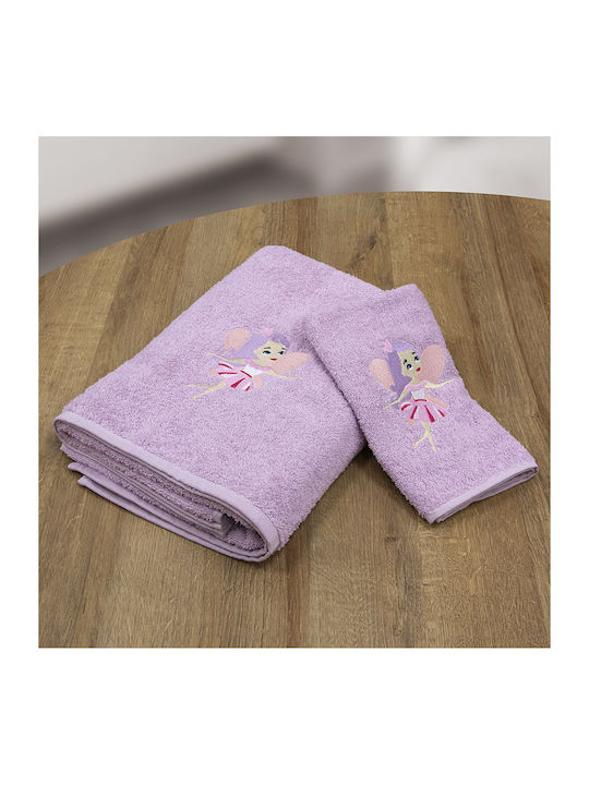 Lino Home Σετ Βρεφικές Πετσέτες 2τμχ Lilac Βάρους 450gr/m²