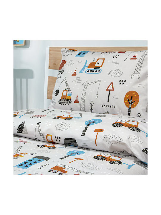 Lino Home Σετ Παιδικό Πάπλωμα Μονό με Μαξιλαροθήκη Γκρι 160x240εκ.