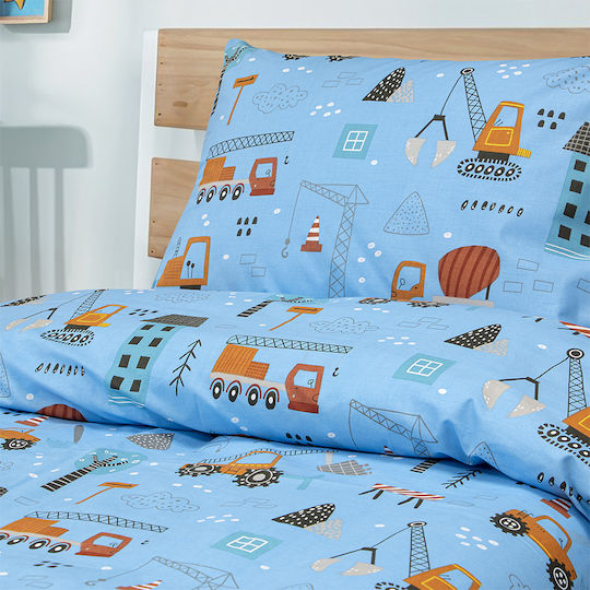 Lino Home Σετ Παιδικό Πάπλωμα Μονό με Μαξιλαροθήκη Πετρόλ 160x240εκ.