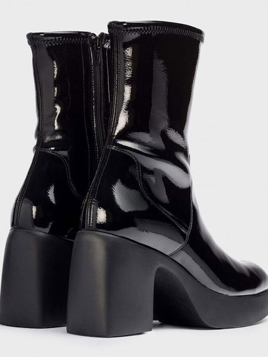 Stiefeletten Damen aus Lackleder Schwarz