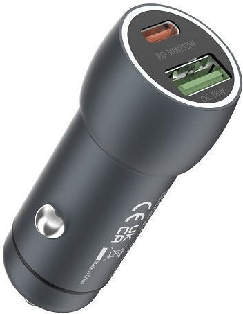 Devia Extreme Încărcător Auto 30W Încărcare Rapidă cu Porturi: 1xUSB 1xType-C Gri Culoare