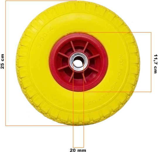 Bakaji Wheel Complete Stroller Puncture Proof Pu Yellow Color Stroller 25 cm Abs Rim 02839105