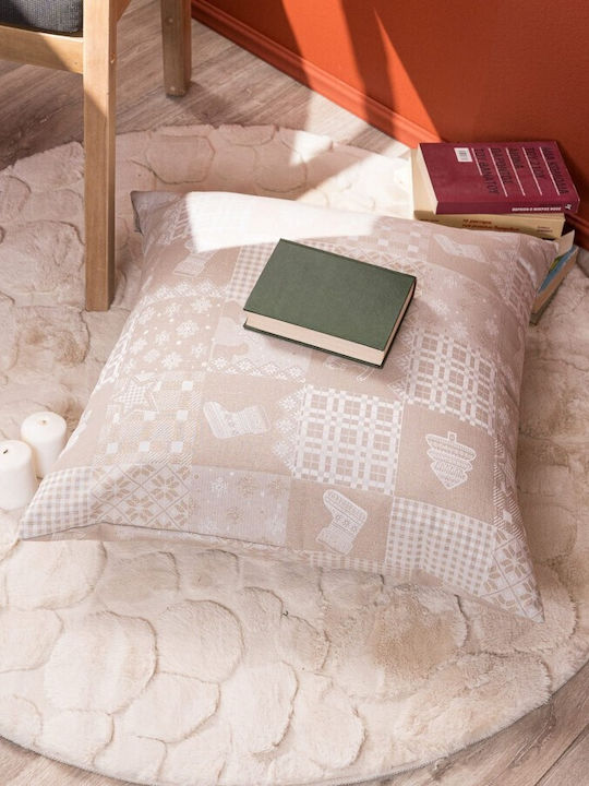 Teoran Christmas Decorative Pillow Square Beige 45x45cm