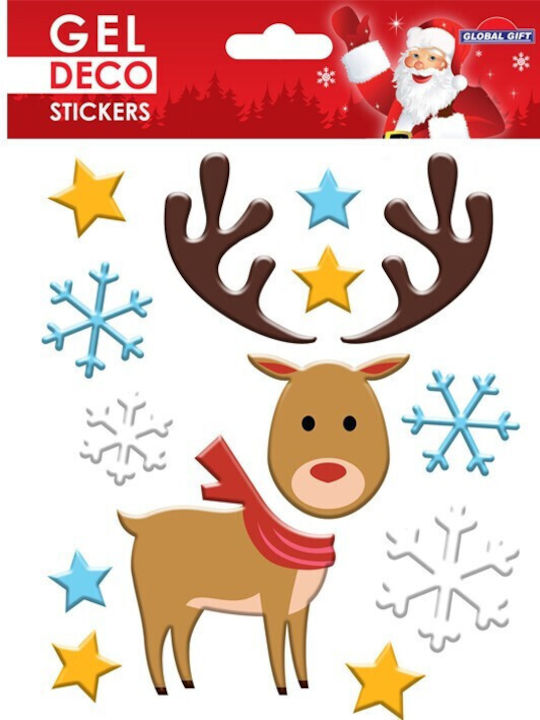 Global Gift Χριστουγεννιάτικα Sticker Gel Deco Τάρανδος Άη Βασίλη 13x17cm 310515
