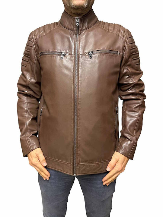 Leather Jacket Biker Brown