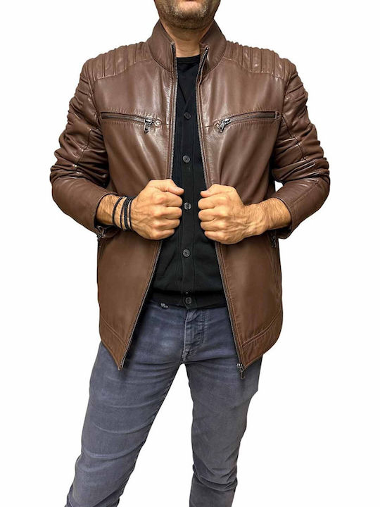 Leather Jacket Biker Brown