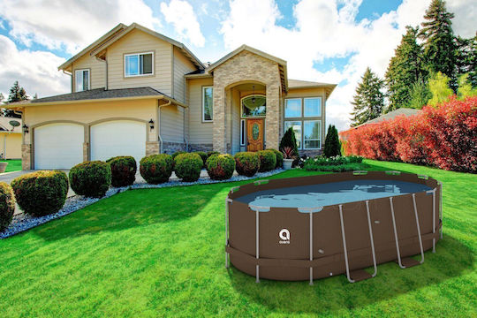 Avenli Rack Pool Овал Басейн PVC 8073л с Метална Рамка 427x275x100см Кафяв