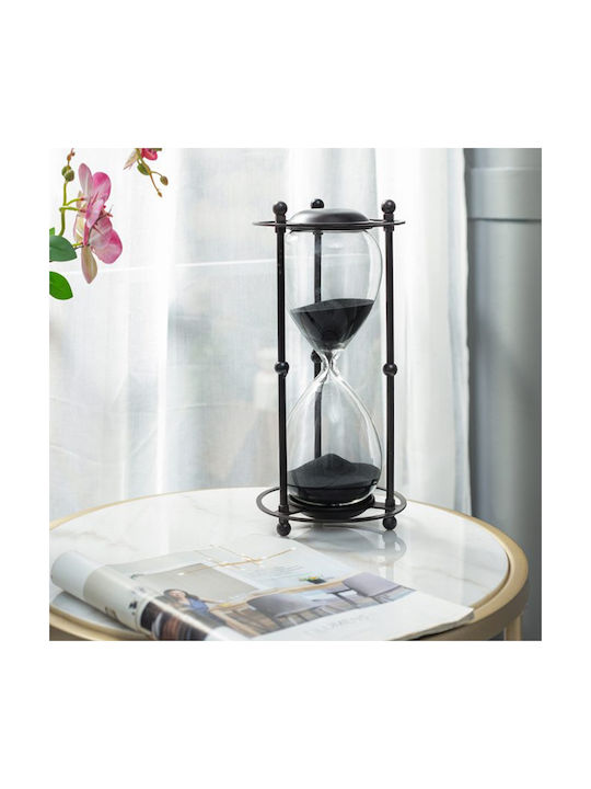 Artekko Dekorative Bürosanduhr aus Glas 15.8x15.8x33cm in Schwarz Farbe