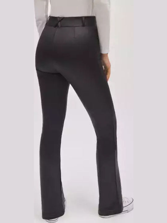 Damen Hoch tailliert Stoff Hose Push-up Black
