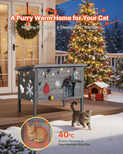 Vevor Dog House Wooden Outdoor Gray 87x53.5x69cm