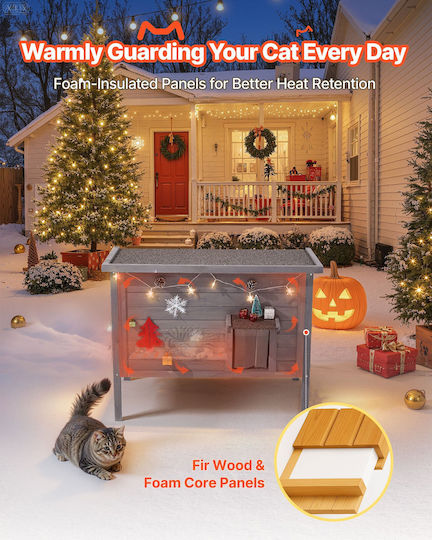 Vevor Dog House Wooden Outdoor Gray 87x53.5x69cm