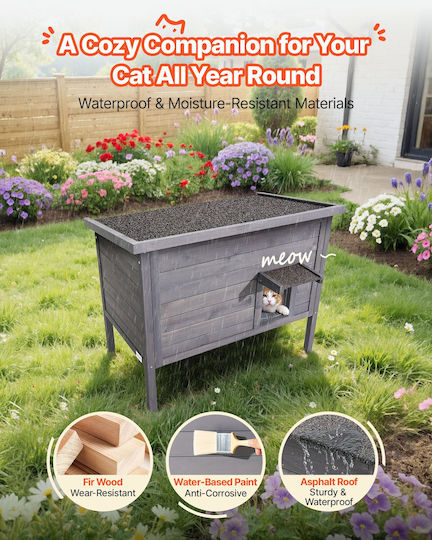 Vevor Dog House Wooden Outdoor Gray 87x53.5x69cm