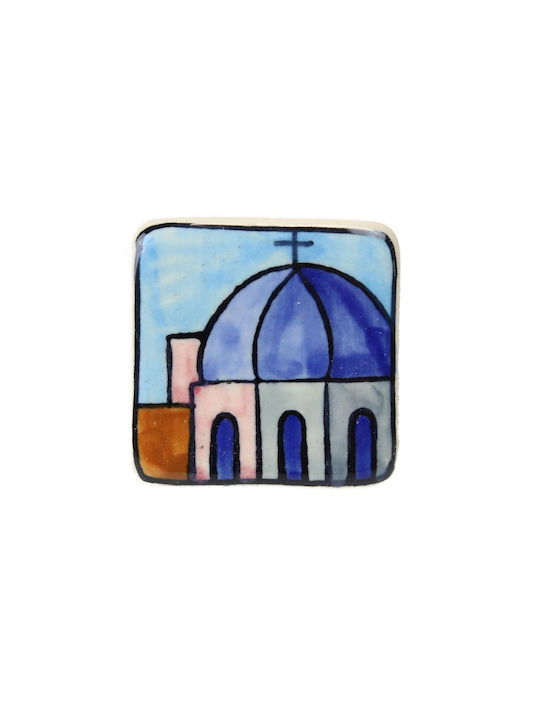 Buton Ceramică Greece 4x4cm Biserică