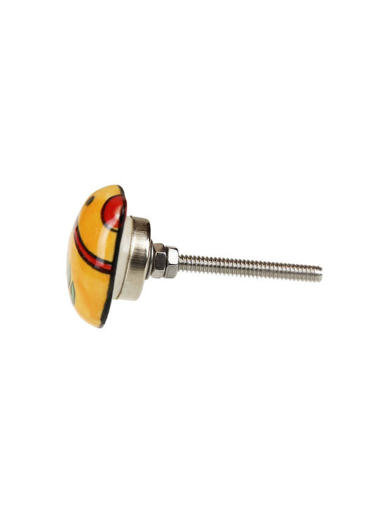 Keramik Knopf Vogel 6x3cm Gelb
