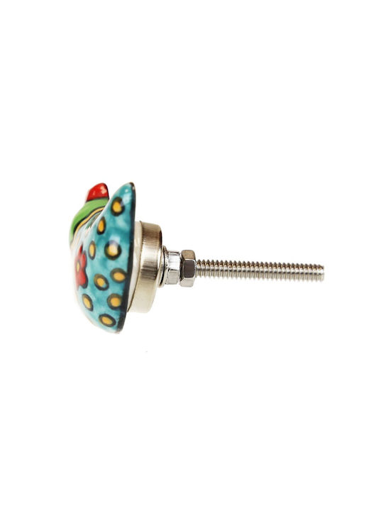 Ceramic Rooster Knob 5x3.5cm Blue Green