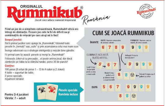 Board Game Rummikub Special Edition for 2-4 Players 7+ Years Old (RO)
