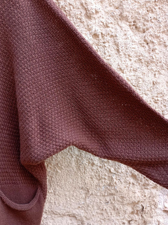 Gestrickte Damenstrickjacke in Schokoladenbraun