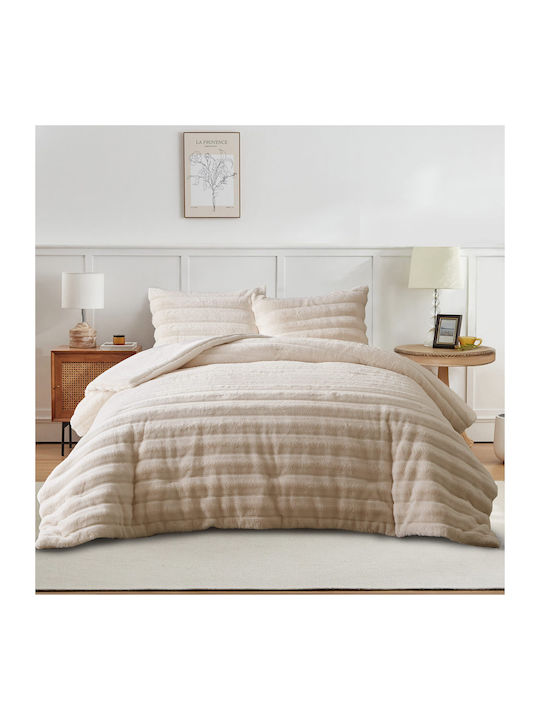 Liolios Home Κουβερτοπάπλωμα Ημίδιπλο 180x240εκ. Volcano Taupe