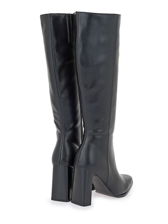 Synthetic Leather High Heel Women's Boots Black