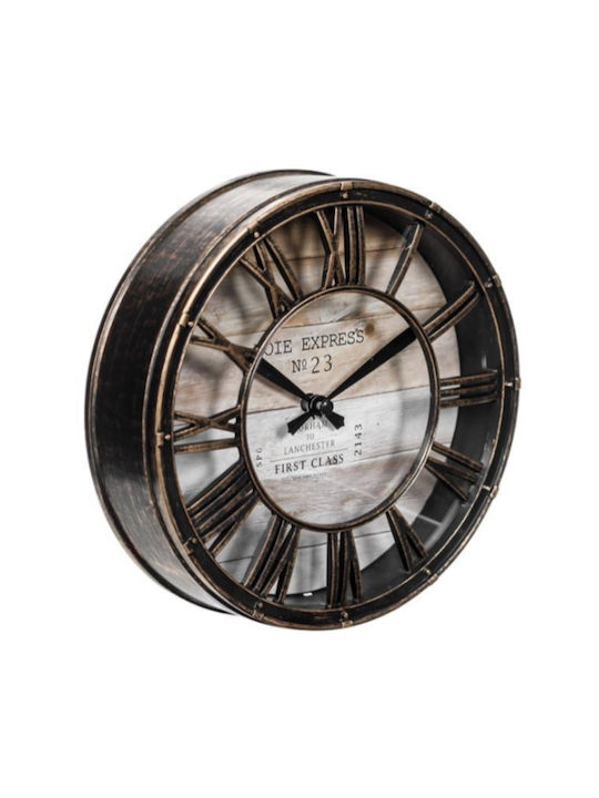 Decorative Wall Clock Bronze Brushed Roman Numerals Ø20cm