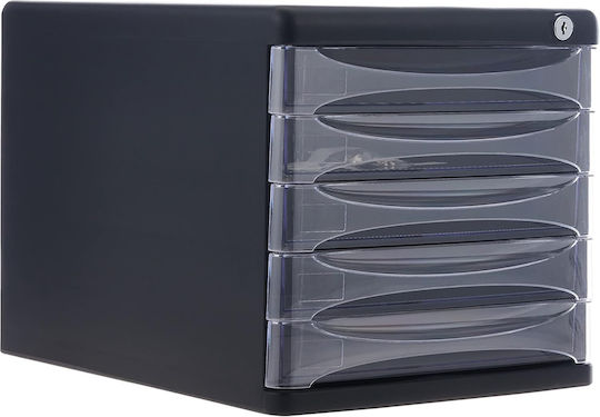 Deli Plastic Desktop Drawer with Lock 36x26x27cm Black