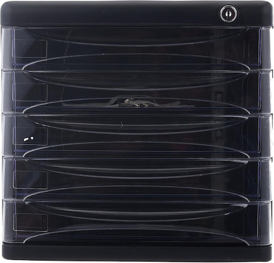 Deli Plastic Desktop Drawer with Lock 36x26x27cm Black