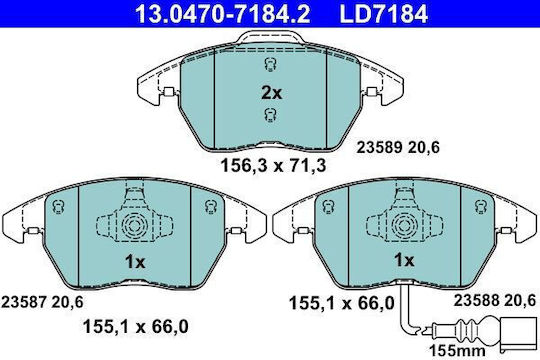 Brake Pads Audi A1 8x1 8xk 8xf Ate 13047071842