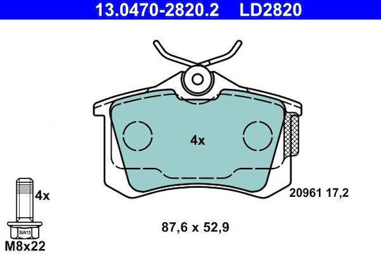 Brake Pads Audi A1 8x1 8xk 8xf Ate 13047028202