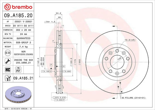Peugeot Rcz Brembo Brake Disc 09a18521