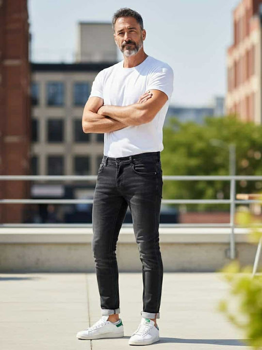 Herren Jeanshose mit Schlank Anwendung Schwarz
