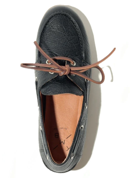 Leather Women's Boat Shoes in Black Color