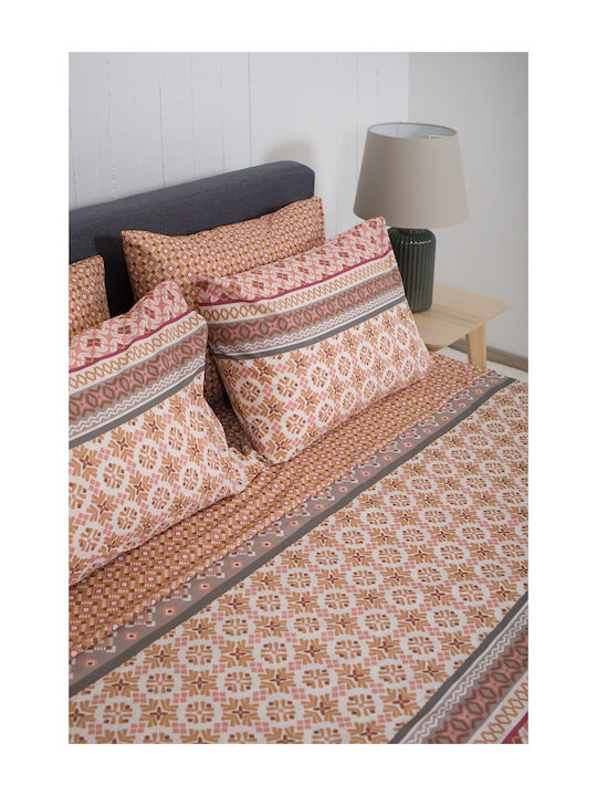 Viokarpet Sheet Sets King Size 270x280cm. Nordic 856 Lampeter Orange 4pcs