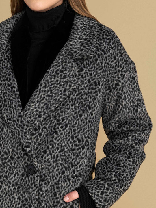 Women's Leopard Grey Grey Coat