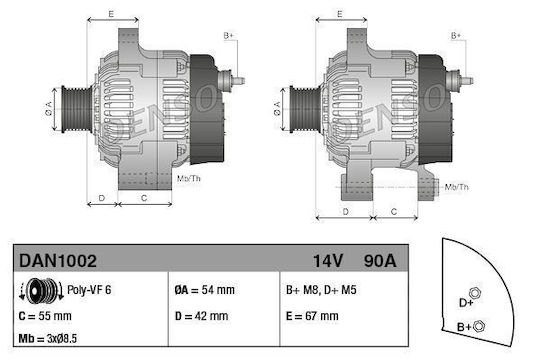 Alternator Fiat 500 312 Denso Dan1002