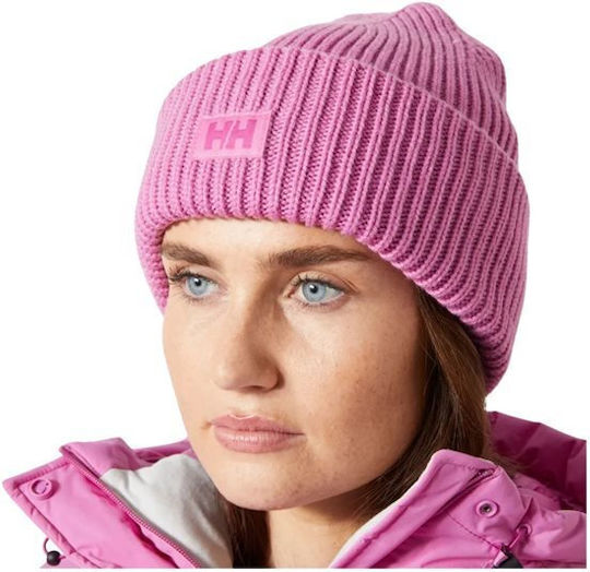 Beanie Unisex Σκούφος με Rib Πλέξη σε Ροζ χρώμα