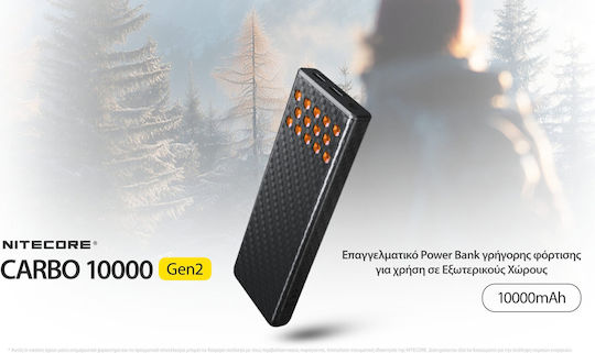NiteCore Carbo Gen2 Power Bank 10000mAh 30W με 2 Θύρες USB-C Μπλε