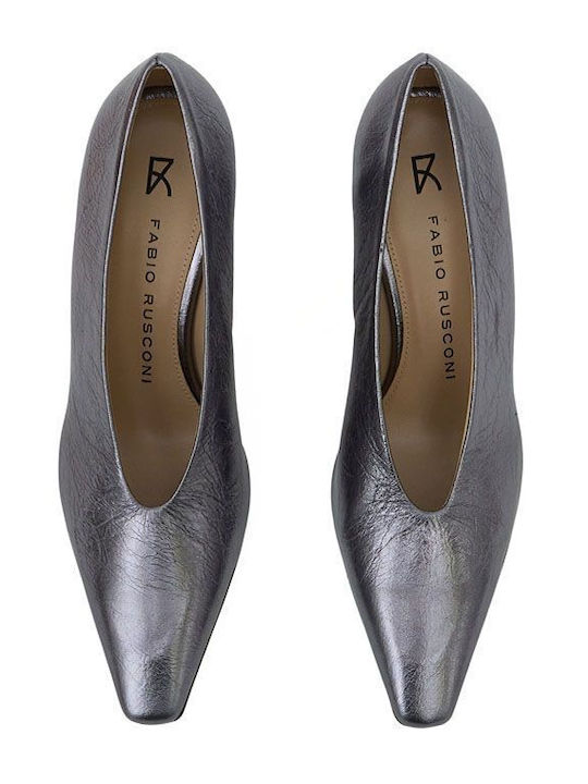 Leder Pumps mit hohem Absatz Silber