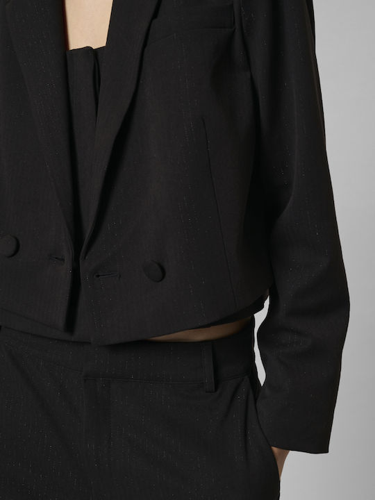 My Essential Wardrobe Κοντό Γυναικείο Σακάκι Μαυρο