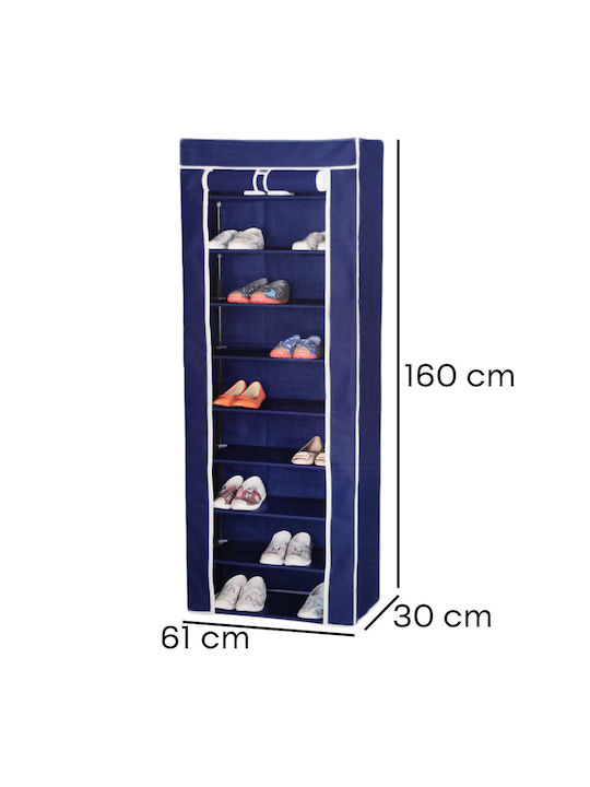 Fabric Shoe Organizer Blue 61x30x160cm