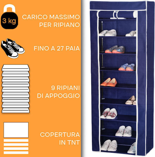 Fabric Shoe Organizer Blue 61x30x160cm