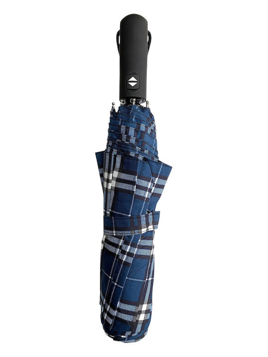 Blue Drop Rezistent la vânt Automat Umbrelă de ploaie Compact Albastru