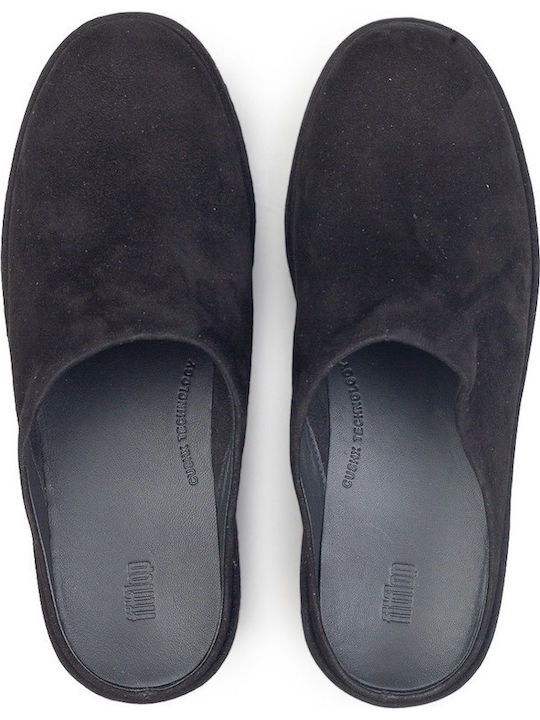 Suede Mules με Τακούνι σε Μαύρο Χρώμα