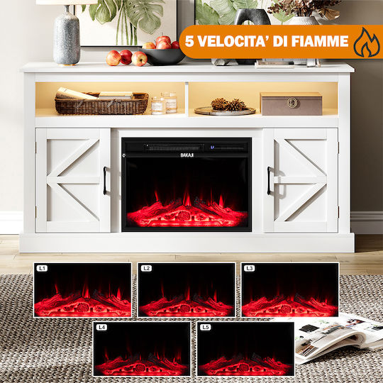 Έπιπλο TV Επιδαπέδιο με Φωτισμό Led Λευκό 148x40x81.5εκ. Έπιπλο TV Επιδαπέδιο με Φωτισμό Led Λευκό 148x40x81.5εκ.