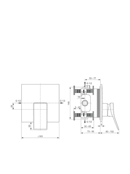 Ideal Standard Αναμεικτική Μπαταρία Μπανιέρας Ασημί