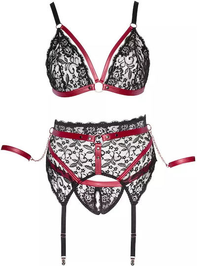 Cottelli Collection Set Sexy De Lenjerie Cu Dantelă Negru 3 Bucăți