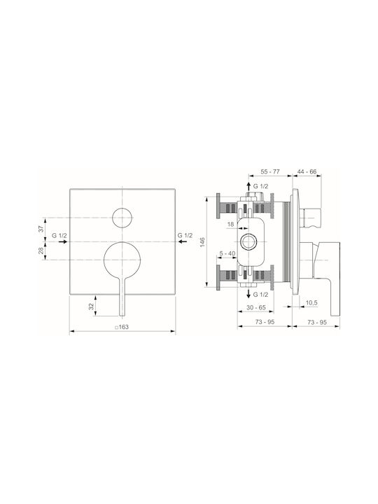 Built-in Faucet 2 Exits Ideal Standard Joy Neo A7622aa Silver Chrome Glossy