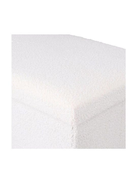 Stool For Living Room With Storage Space Upholstered with Fabric White 76x38x38cm