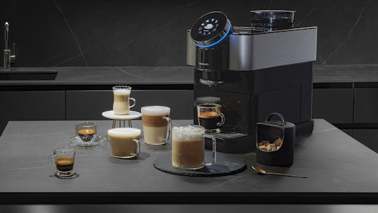 Cecotec Cremmaet Spin Automatische Espressomaschine 1450W Druck 19bar für Cappuccino mit Mahlwerk Gray
